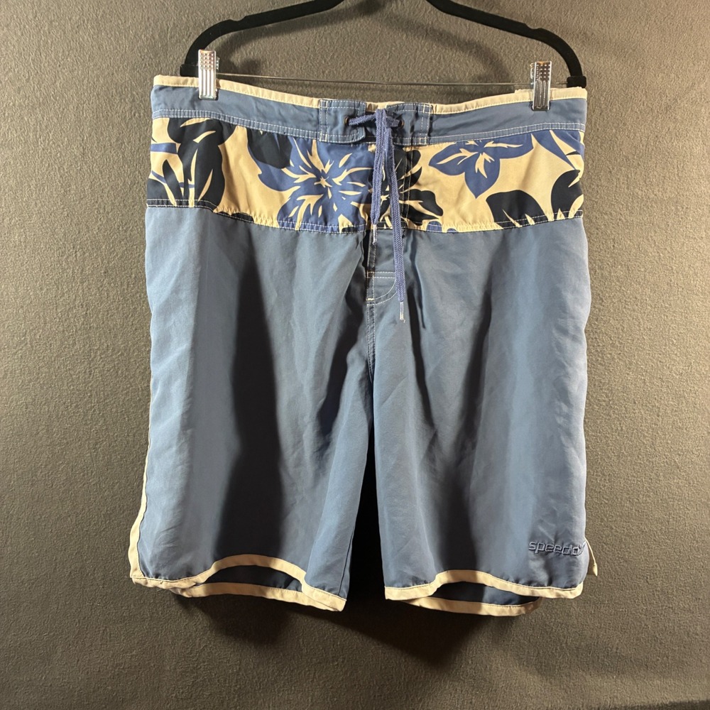 vintage‎ men Speedo board Shorts Swim Trunks 44 Floral Blue Tropical vacation